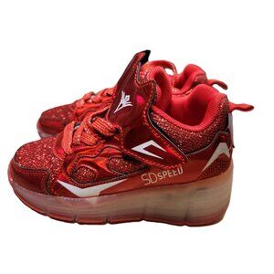 SD Speed Rechargeable Skate Sneakers – Kids EU 29 – Red, Retractable Wheel